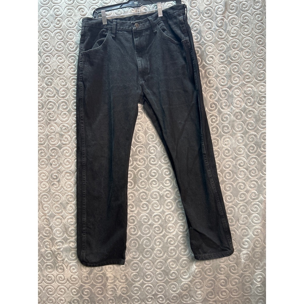 VTG‎ Rustler Jeans Mens 36x29 Black Denim Relaxed Fit Casual Pants